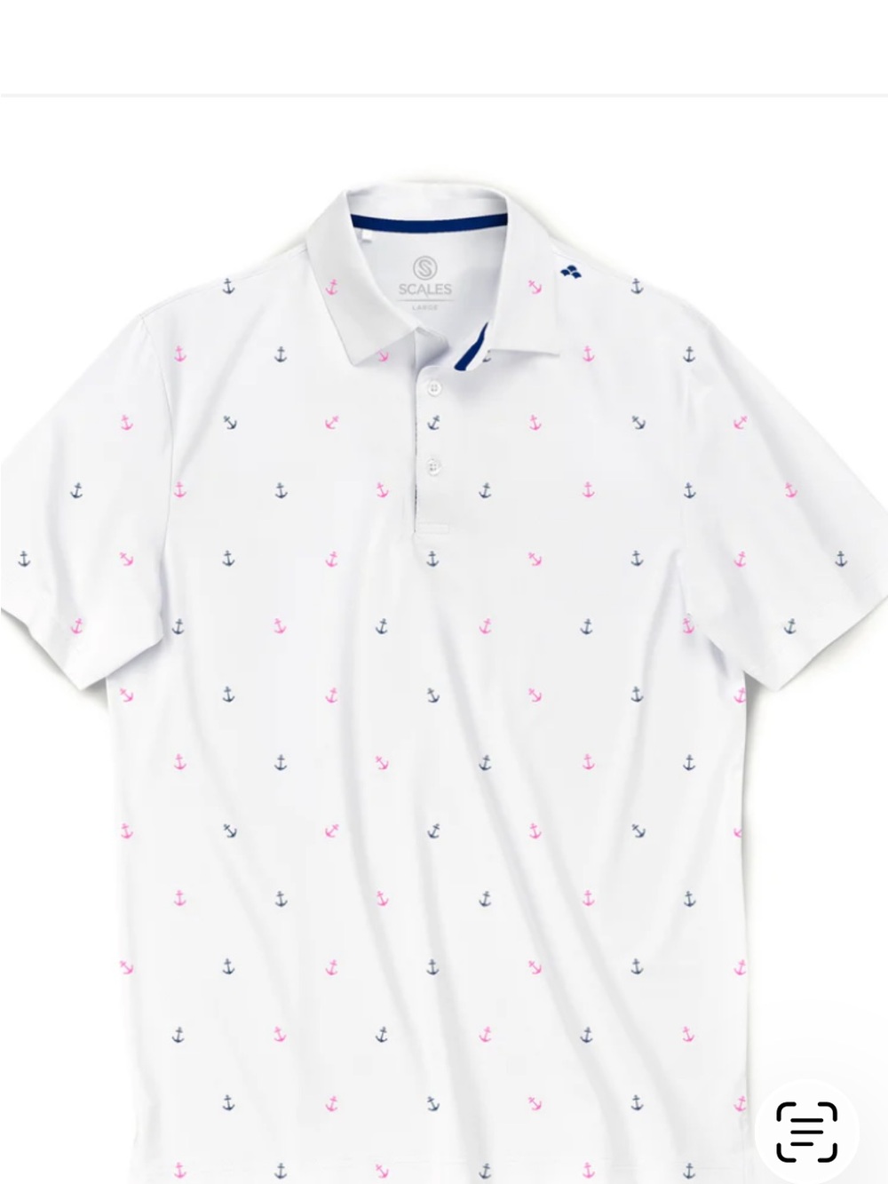SCALES Anchored Polo Golf Dock Shirt Pink Blue Anchors Tech Old South Monogram
